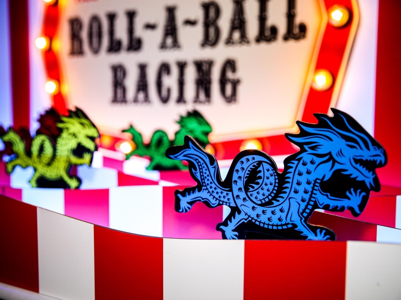 Roll a Ball Racing Fairground Game Dragons Characters Branded Woodlands