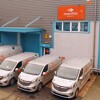 warehouse and vans